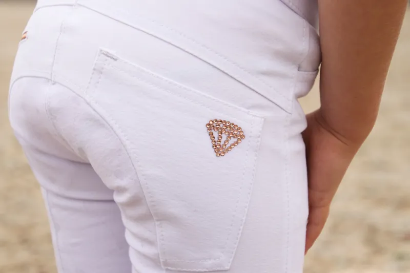 Hy Equestrian Cadiz Mizs Competition Breeches - White/Rose Gold-1